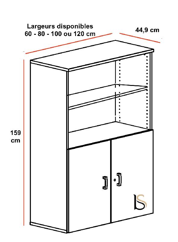 Armoire moyenne avec portes basses - Mobel Linea - 100, Acacia foncé_1