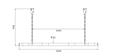 Bavette limiteur de hauteur - compatible portique - fixation par chaîne 500 mm et anneaux - longueur 1500 mm_1