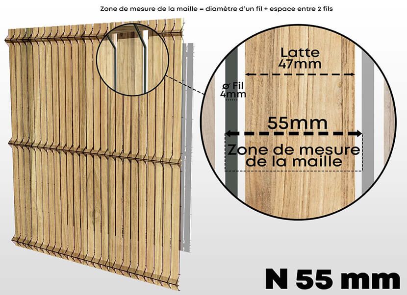 Bvbnv55 - occultant pour grillage lattes bois n 55 - galaxy clotures - 200x55 mm_1