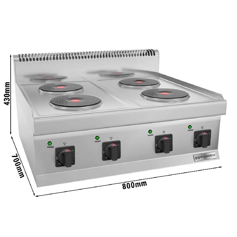 Cuisinière électrique professionnelle 9,2 kW - 4 plaques rondes fonte - Série Mario 700_1
