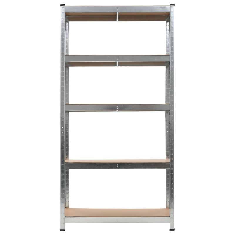 Vidaxl étagère de rangement 5 niveaux argenté acier et bois ingénierie 140646_1