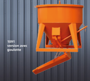 Benne à béton surbaissée - fond ouvrant 2 volets, cylindro-conique, sortie droite ou latérale - 1091(g)_1