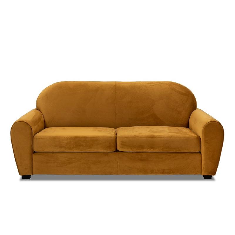 Canapé fixe Club 3 places en velours jaune moutarde - Design vintage anglais et fabrication italienne_1