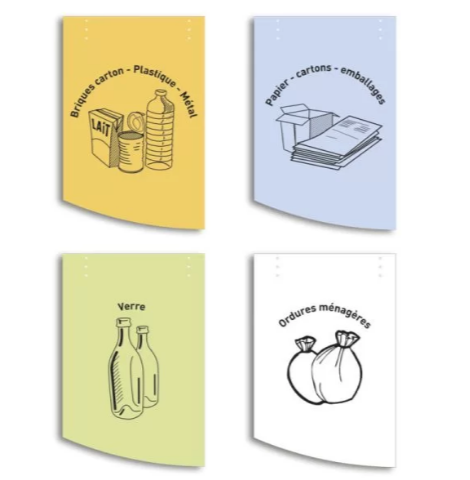 Corbeille Campagnarde Tri Sélectif Triple - Pin traité autoclave classe 4 - 100 litres - Pieds et lames section 22 x 90 mm - 3 corbeilles Ø 510 mm_1