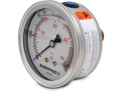 G2534R, Manomètre, 63 mm Face, Raccordement centre arrière, Bain de glycérine, 400 bar pression maximale_1