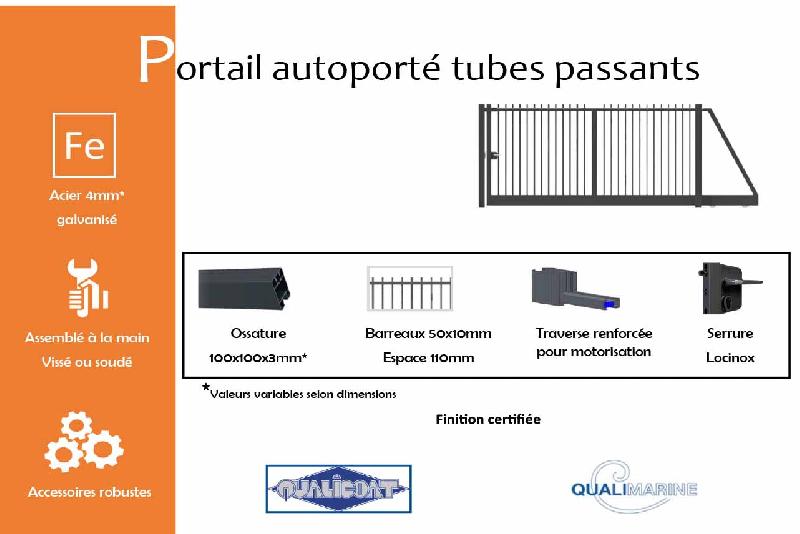 Portail autoporté tubes passants - 9000 / 1250_1
