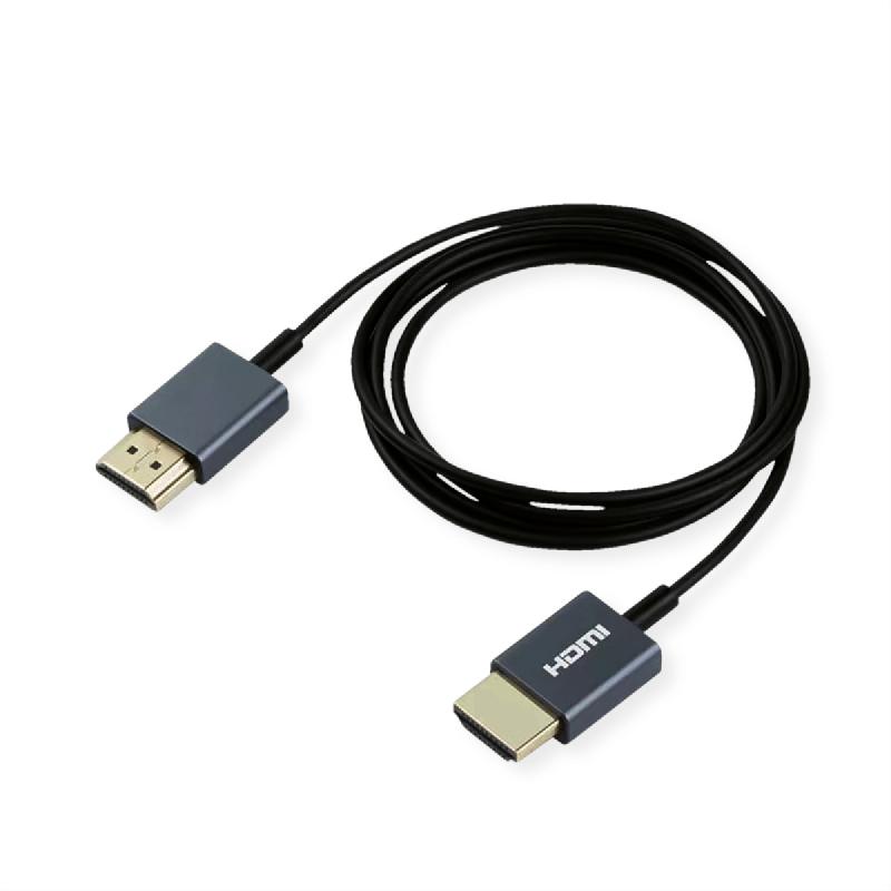 ROLINE Câble HDMI Ultra HD avec Ethernet, 4K, M/M, ultra-slim, coaxial, noir, 2 m_1