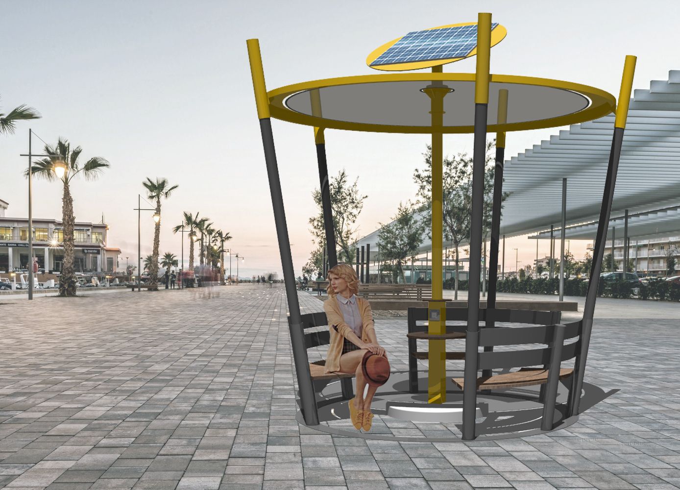 Sun_set - banc connecté solaire avec 4 chargeurs USB ou plus - Frepat Urban Equipment_1