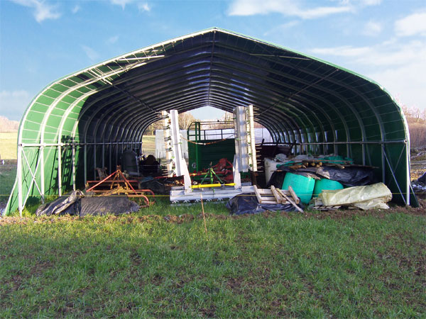 Tunnel de stockage - structure en acier avec fondation - dimensions personnalisables et couverture au choix_1