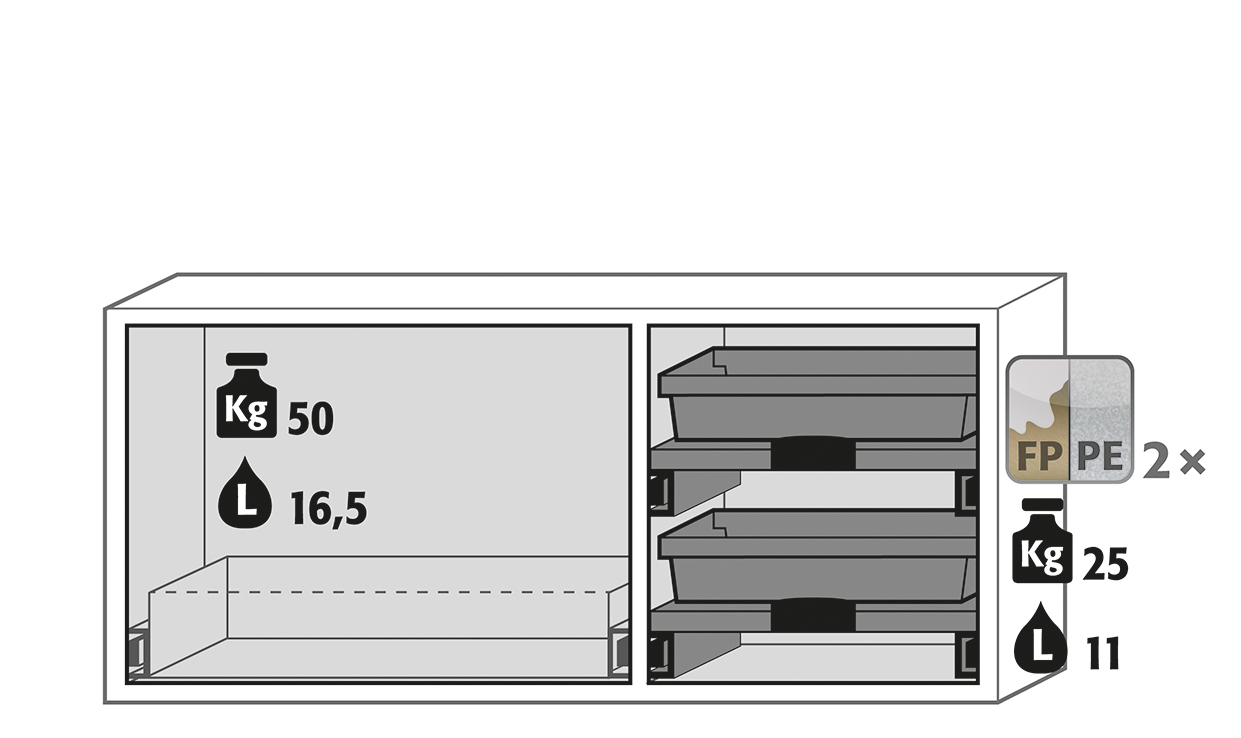 Armoire de sécurité combinée K-UB-90 modèle K90.060.140.050.UB.ST - Réf 30370-001-35365 - Stockage mixte inflammables et corrosifs_1