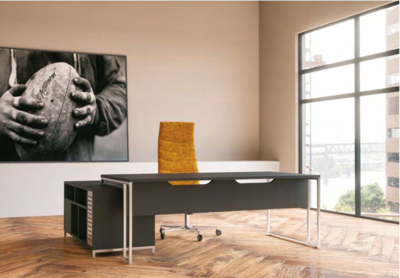 Bureau de direction moderne et vintage - Stricto Sensu - plan spacieux avec meuble de rangement intégré_1