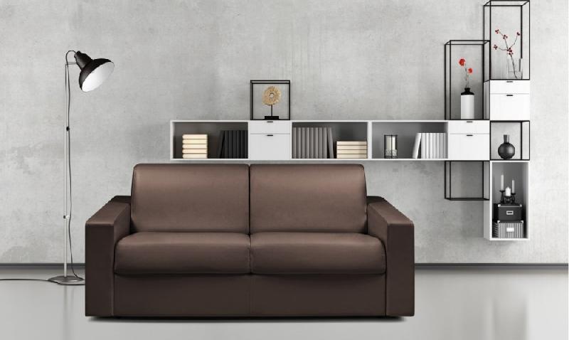 Canapé convertible express Midnight 140 cm - Matelas 16 cm - Tissu Neo marron - Fabrication italienne_1