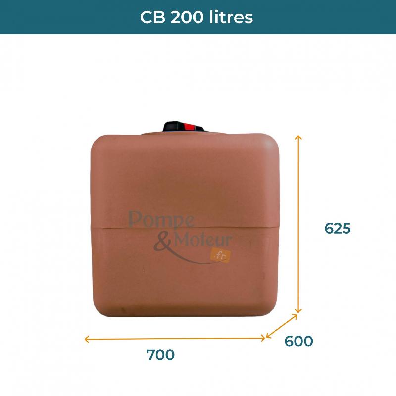 Cuve 200l Aérienne De Récupération D'eau - Réservoir Cubique Terracotta - Elbi Cb200_1