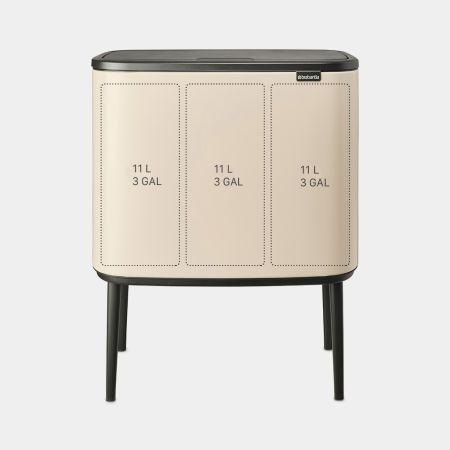 Poubelle Bo Touch Bin - 3 x 11 litres - Soft Beige - Tri sélectif élégant et écologique_1