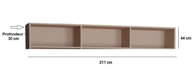 Surmeuble lit escamotable VERTIGO 160 x 200 cm - Taupe mat - 3 niches fixes_1