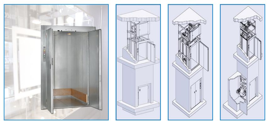 Équipement de levage autoporteur avec porte-battantes DIN 18090
