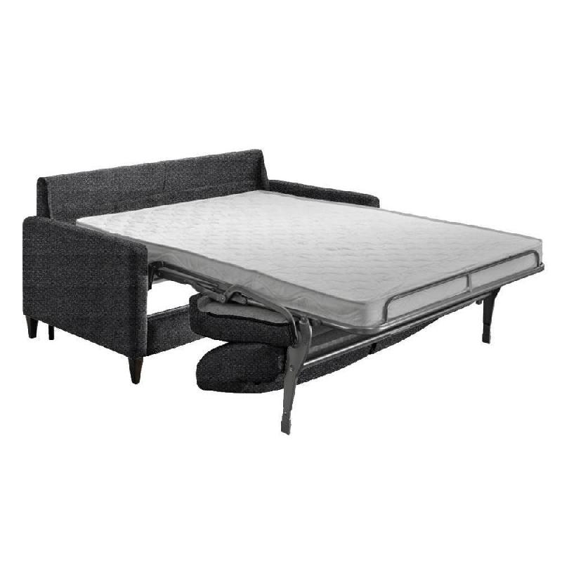 Canapé convertible express Oslo Tweed gris platine - Couchage 140x197 cm - Matelas 16 cm - Sommier lattes Renatonisi_1