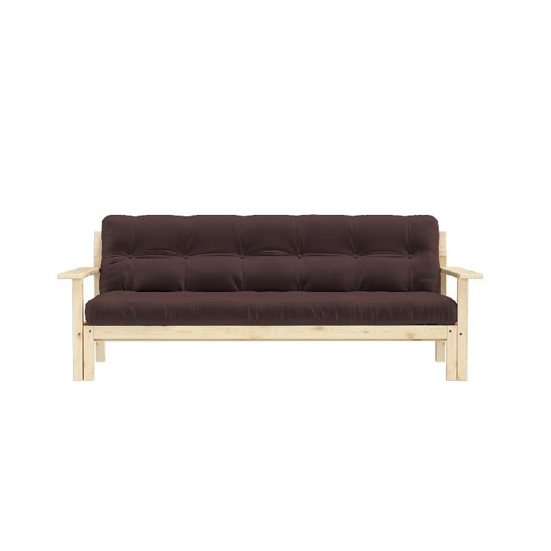 Canapé convertible futon Unwind - Pin naturel - Coloris marron - Couchage 130 x 190 cm - Style scandinave_1