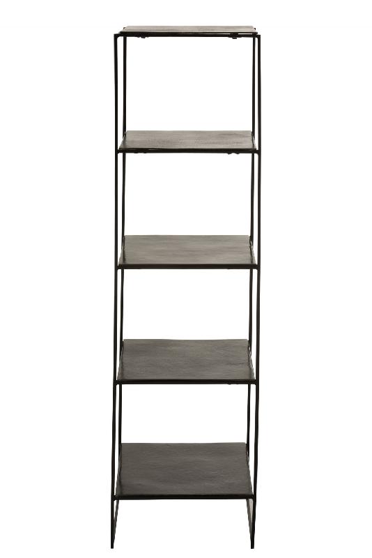 Étagère haute 5 planches NIZI - métal noir et aluminium noir/vert - design moderne_1