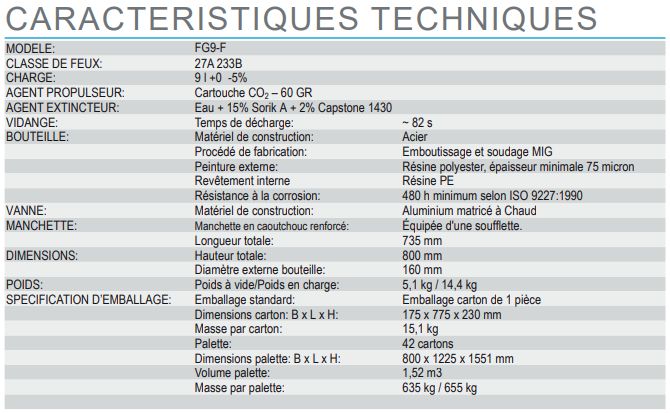 FG9-F - Extincteur à pression auxiliaire à eau pulvérisée - Anaf - Capacité 9L_1