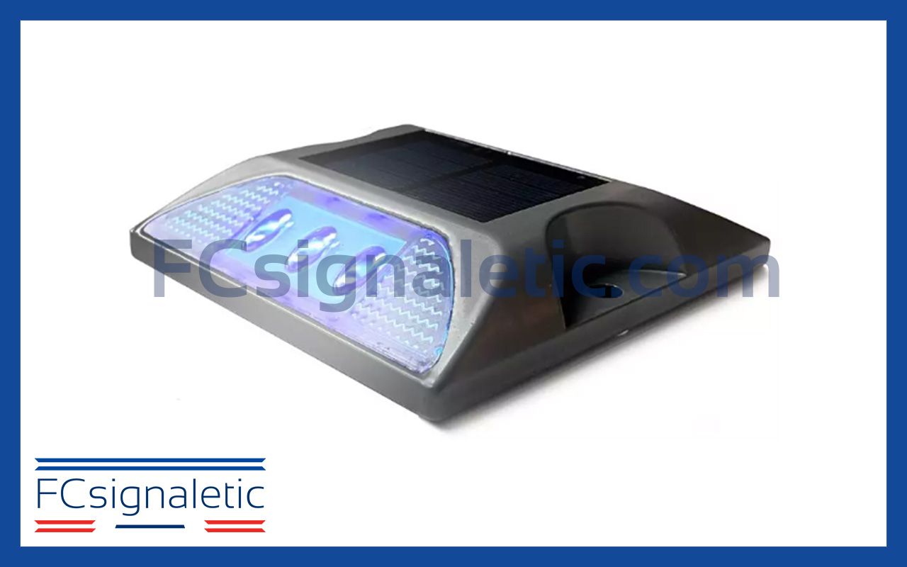 Plot routier solaire led 20 tonnes unidirectionnel lumière flash bleu LEDWORK LWK0105_1