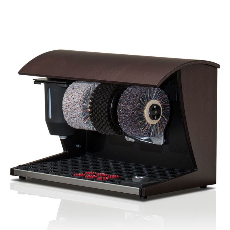 Cireuse à chaussures Nature - Design en bois véritable - Brosse en crin de cheval et distributeur de cirage 0,75L_1