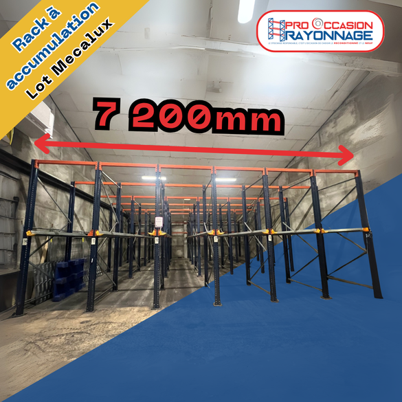 Lot de racks à accumulation MECALUX - 6 allées (20 palettes par allée)_1