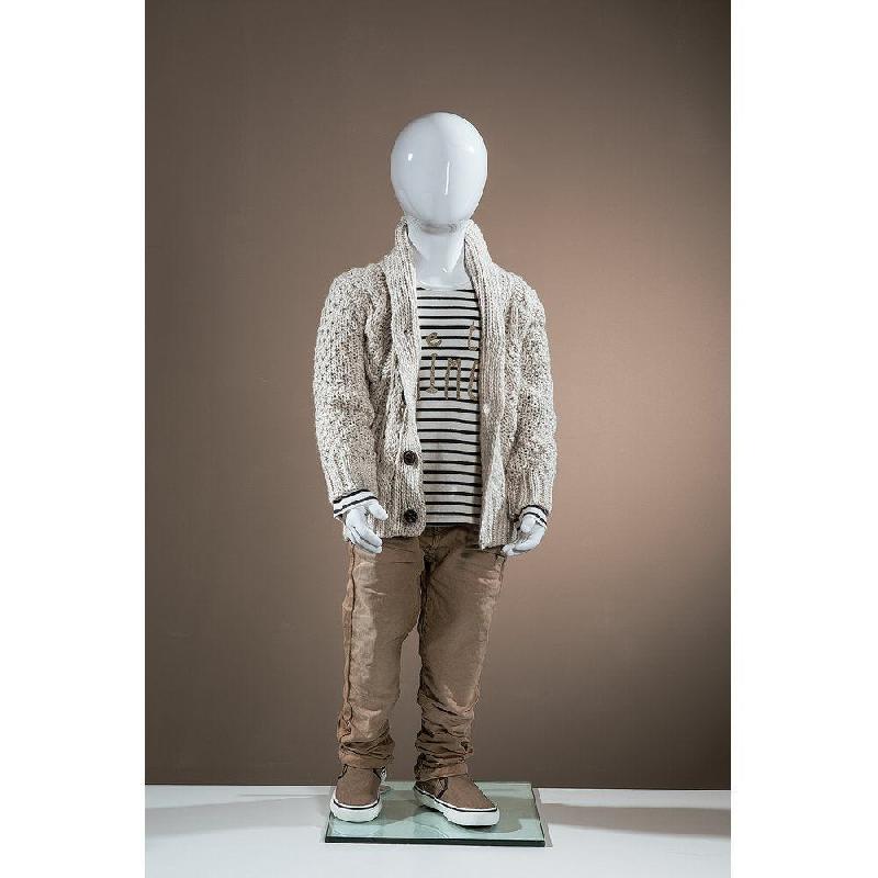 Mannequin Enfant 2 Ans Blanc Laqué - Finition Premium, Fibre de Verre, Socle en Verre_1
