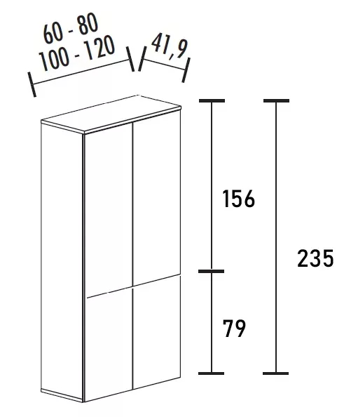 Armoire de rangement 4 portes fermeture à poussoir hauteur 235 cm (4 largeurs au choix) So Madrid_1