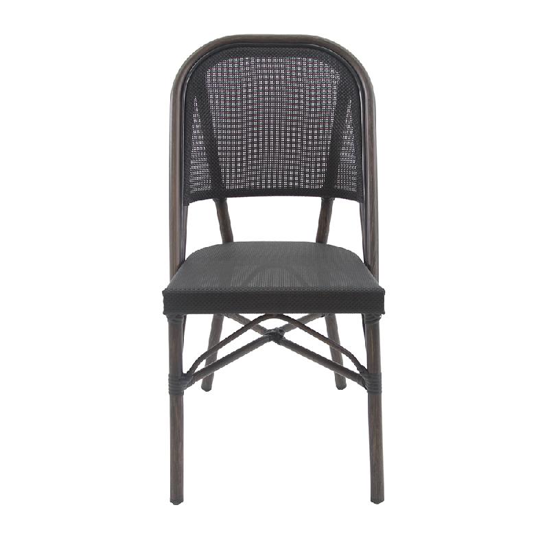 Paris - Chaise de bistrot en tissu wengé-mesh noir_1
