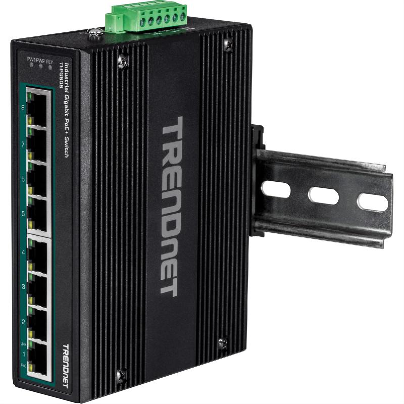 TRENDnet TI-PG80B Switch Rail DIN PoE+ Gigabit industriel à 8 ports (24-56V)_1