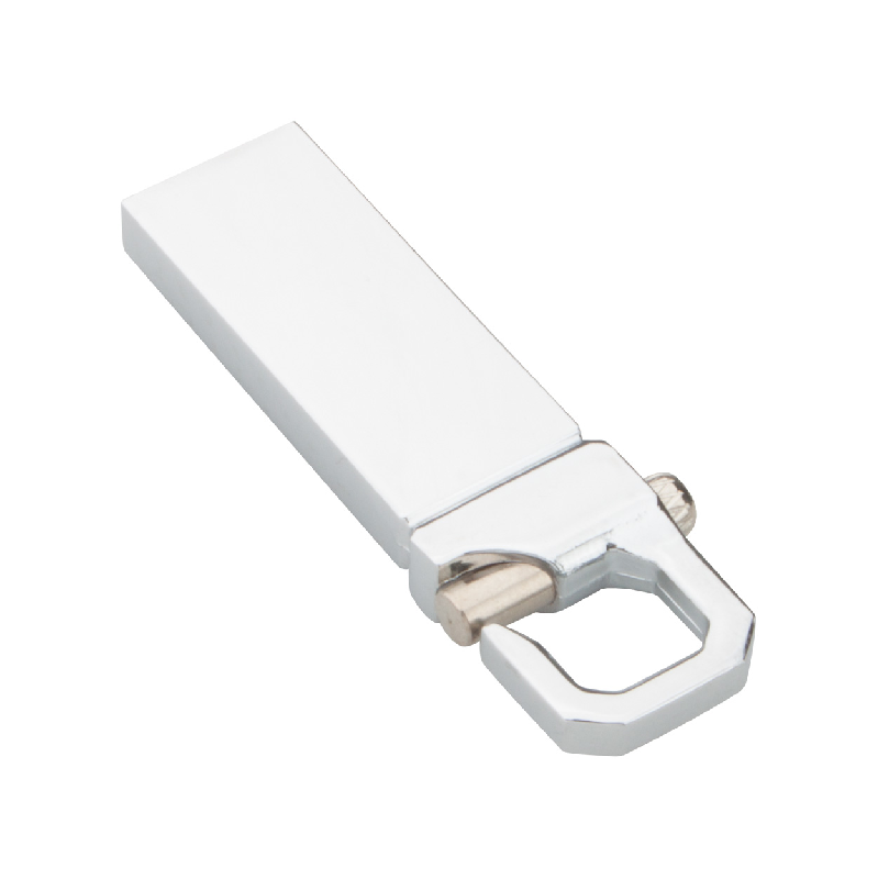 Clé USB publicitaire en métal avec mousqueton - 4/8/16/32 GB - USB 2.0 - couleur argentée_1