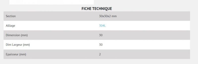 Découpe inox étiré sur mesure - Hyperacier - 304L 1,4507 - Section 30x30x2 mm_1
