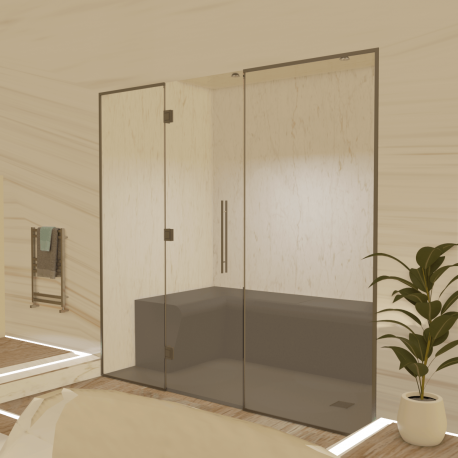 Kit de construction cabine de douche hammam - Paroi vitrée à carreler 200x120 avec générateur vapeur inclus_1