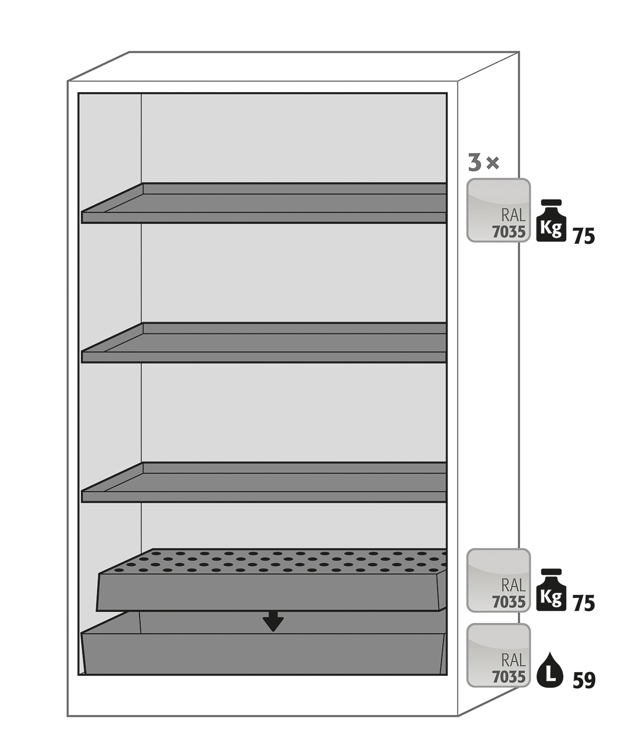 Armoire de sécurité S-PHOENIX-30 modèle S30.197.120.FDAS - Réf 30174-001-30177 - Type 30 avec portes pliables, conforme NF EN 14470-1_1