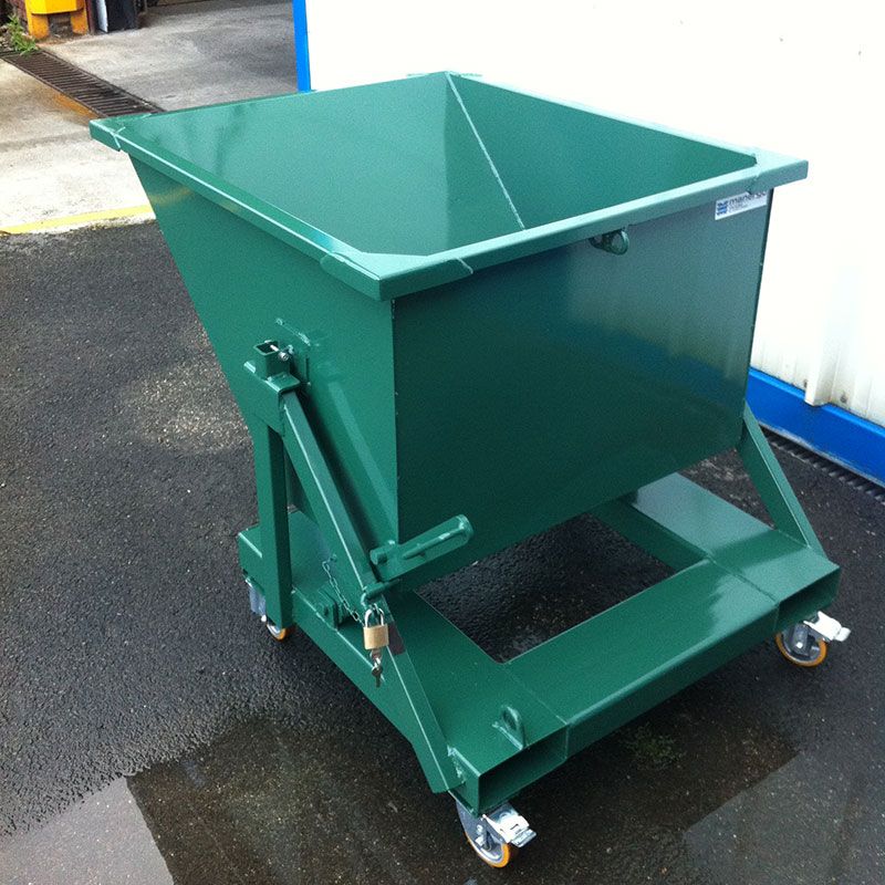 Benne à fond incliné 200 L - Référence BAFI200-3509 - Vidage intégral avec compas-gaz et reprise au chariot élévateur_1