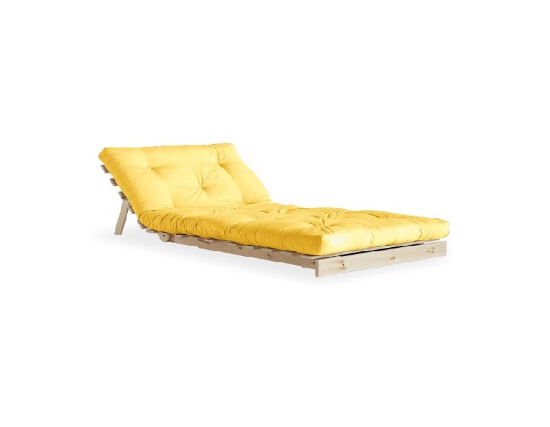 Fauteuil convertible futon ROOTS - pin naturel - coloris jaune - couchage 90 x 200 cm - design japonais et scandinave_1