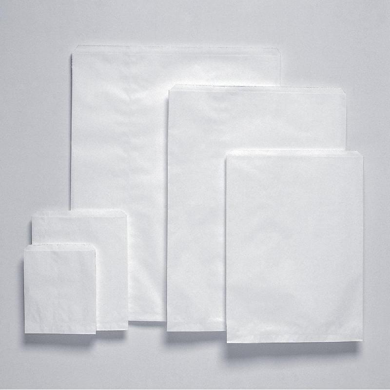 Pochettes cadeaux kraft lisse blanc 16x19cm - par 1000 - légères et résistantes, ouverture décalée_1