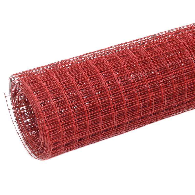 Vidaxl grillage acier avec revêtement en pvc 10x1 m rouge 143660_1