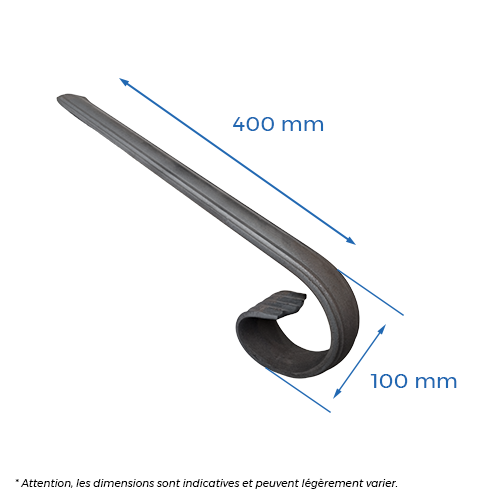 Fin de main courante 50 x 14mm - H.100 x L.400mm_1