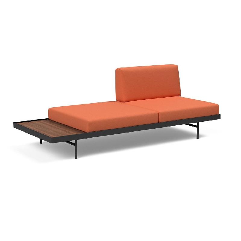 Innovation Living - Canapé design Puri convertible lit 195x80 cm tissu Argus Rust avec table en noyer_1
