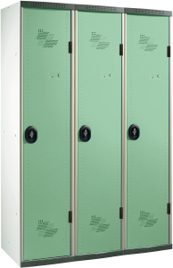 Vestiaire professionnel avec 3 armoires colorées - Séparation centrale - Fabrication française - ra3vosb3_1