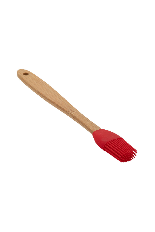 Pinceau à pâtisserie en silicone - manche en bambou - couleur rouge - 20 g_1