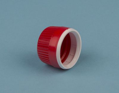 CGL013 - Bouchon à vis PE rouge - Auxilab - avec bague pour flacon DIN28_1