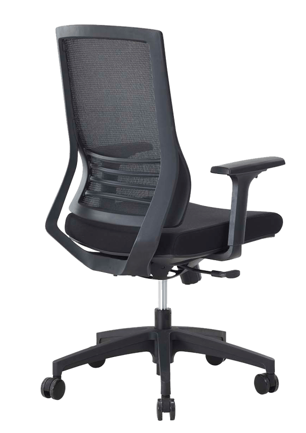 Siège bureautique Gower - mécanisme synchrone, dossier filet noir, support lombaire, coloris noir_1