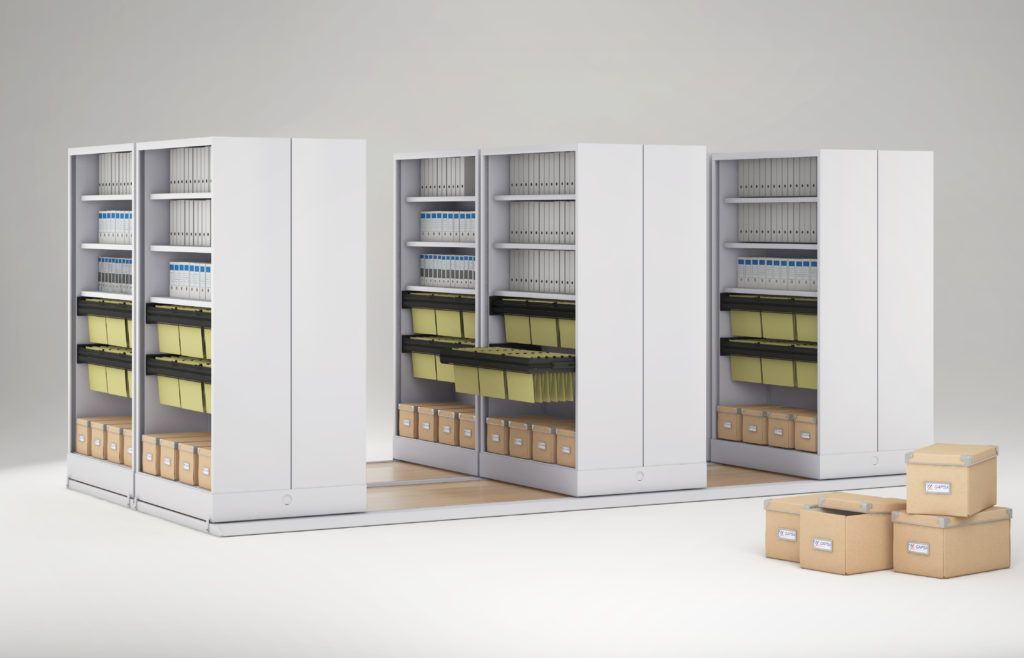 Archivage mobile à déplacement latéral et frontal Easy-Move - solution optimisée pour armoires à rideaux nouvelle génération_1