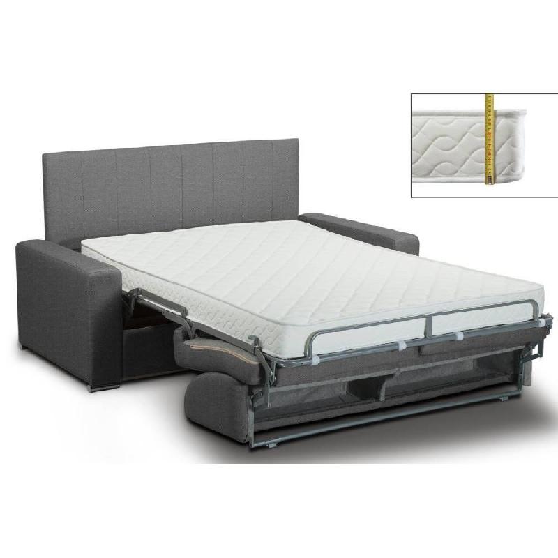 Canapé lit 3 places convertible OPERA - ouverture express - Matelas 16 cm 140x197 cm - Tweed gris graphite - Tête de lit intégrée_1