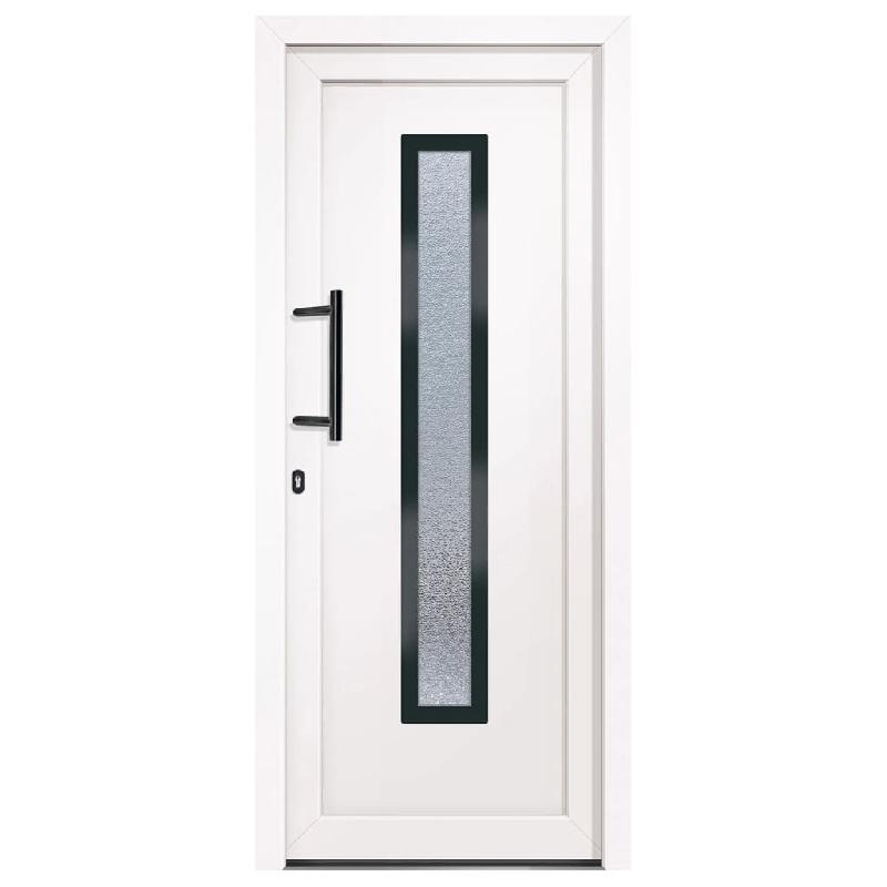 Vidaxl porte d'entrée blanc 88x200 cm pvc 3157074_1