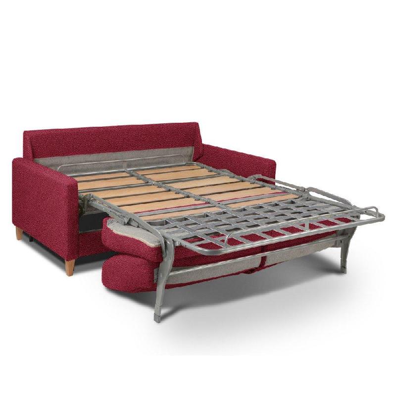 Canapé convertible OGGETTO - Matelas 16 cm mousse polyuréthane - Système express - Sommier à lattes bois RENATONISI - Couchage 120x197 cm - Rouge_1
