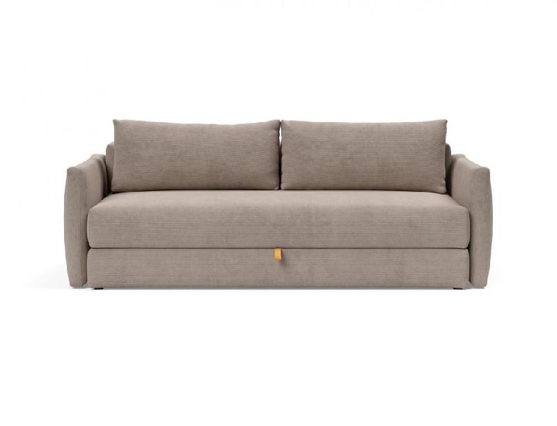 Innovation Living - Canapé convertible à ouverture assistée Tripi Cordufine beige - Lit 150x200 cm avec rangement_1